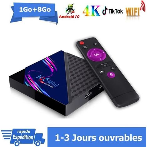 Android tv box android 10 H96 MINI V8 Smart TV BOX Dual Wifi 1Go 8Go RK3328A Netflix Google Store Boîte multimédia box Android (1/4)
