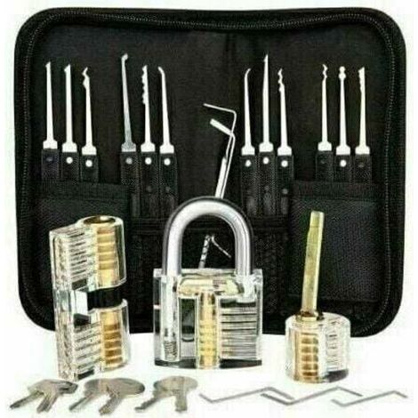 pair Kit de crochetage professionnel, 26 kits de signature de mot de passe avec 3 kits transparents de crochetage de cadenas