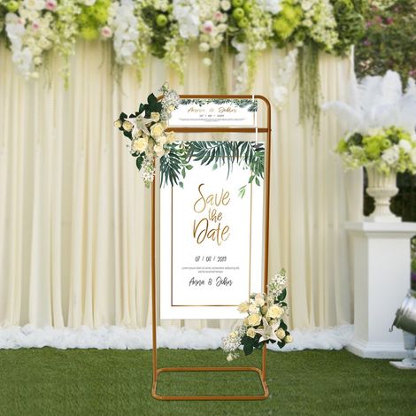 Panneau de mariage 60 x 45 x 150 cm, grand cadre doré de 1,5 m de haut pour panneau de bienvenue, support pour signature de mariage. (1/5)