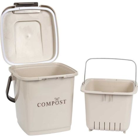 Poubelle à Compost 8L avec Panier Perforé et Couvercle à Clapet (1/5)