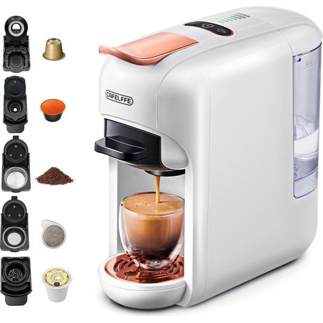 Machine à café à capsules à service unique Machine à expresso chaud/froid bars Compatible avec K-Cup/DG/ mm ESE et mouture tailles d’infusion Blanc (1/5)