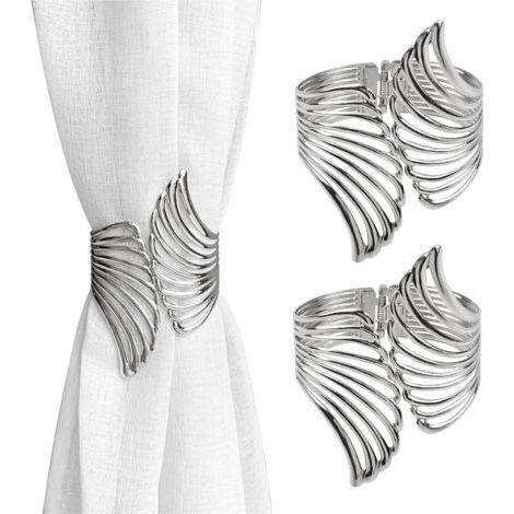 QORVA-Lot de 2 pinces à rideaux décoratives en alliage de zinc (argent) (1/5)