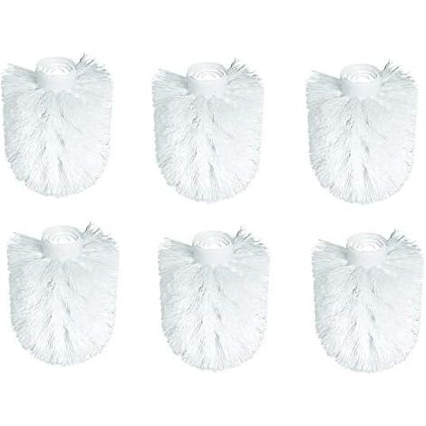 TRIEST Brosse WC blanche avec brosse WC en bois et porte-papier et récipient avec insert en plastique (6 têtes de brosse de rechange) (1/5)