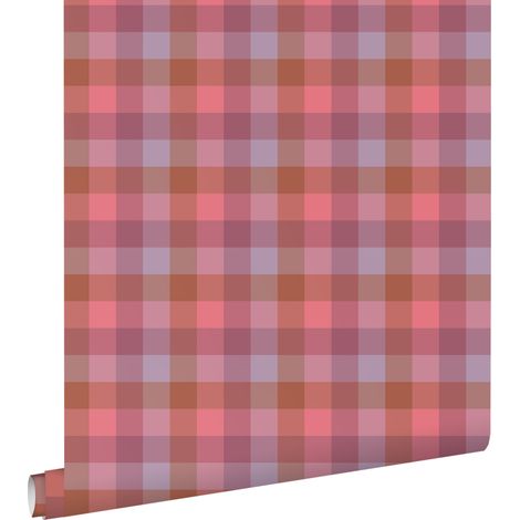papier peint à carreaux violet, rose et bleu  - ESTAhome