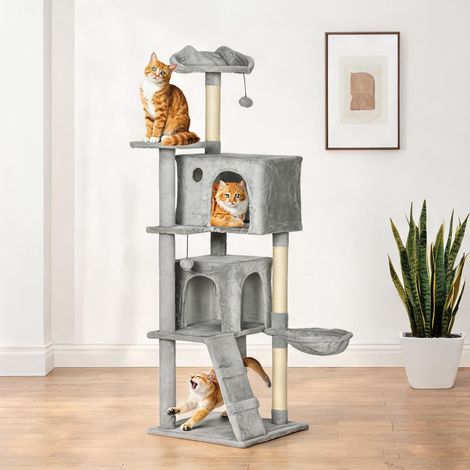 Arbre à chat hellgrau en spanplatte Polyester 48 x 48 x 160 cm (1/5)