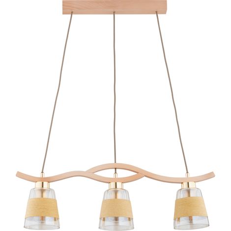 Suspension barre nordique bois/verre 3xE14 Alfa Fores (1/3)