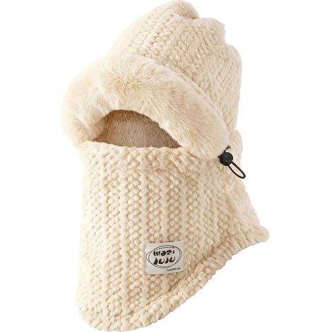Cagoule 3-en-1 polaire thermique, tour de cou et masque facial, unisexe, beige (1/5)