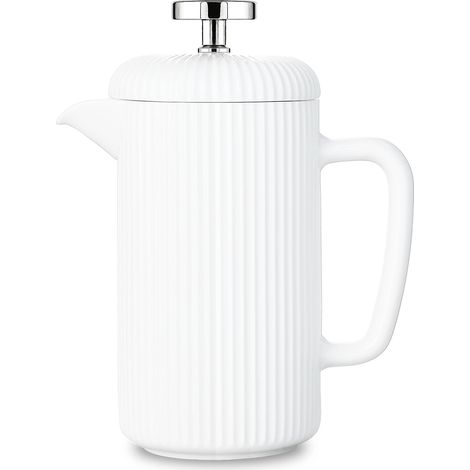 Cafetière à piston en porcelaine, 650 ml, avec piston en acier inoxydable, couleur ivoire (1/5)