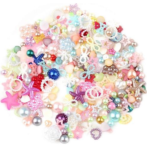 Perles d'imitation pour coques de smartphone, décoration, création de bijoux, pendentifs, perles artisanales, perles en vrac (assortiment de styles variés, 40 g/sachet, perles de formes diverses)