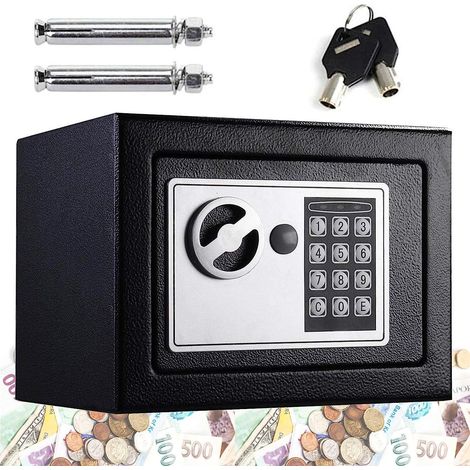 Digital Safe 4.6L Security Cash Jewelry Box Solid Steel Combination Lock With Key Freestanding Wall Floor Mounted 170  230  170mm, Black (1/5)