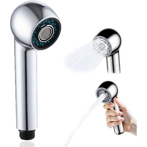 Pommeau de douche pour évier de cuisine, robinet avec douchette extractible, double buse, aérateur économe en eau, interface universelle G1/2 (argent),OUYLAF (1/5)