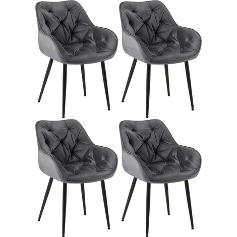 4er Set Stuhl Tanna Samt schwarz (1/5)