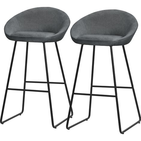 ML-Design Set 2 Sgabelli da Bar Antracite, Rivestimento in Tessuto, 75 cm, con Struttura in Metallo, Schienale Curvo, Poggiapiedi, Poltrone Ergonomiche da Bar, Sedie Alte da Cucina Bistrot o Bancone (1/5)