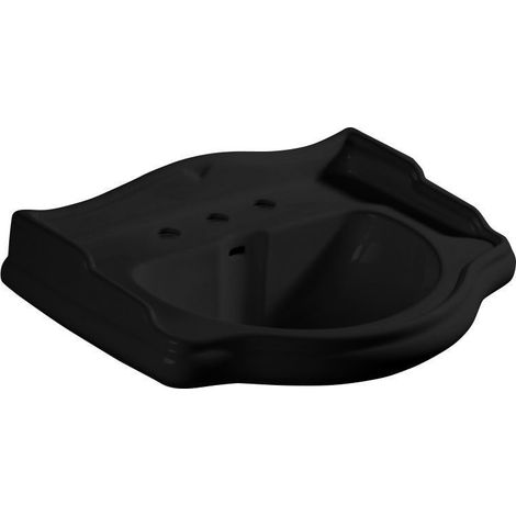 Lavabo RETRO 3 trous en céramique 73x54cm, noir mat