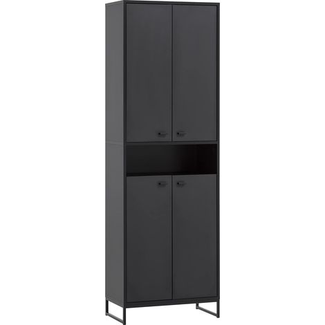 Meuble à Chaussures, 4 Portes, Noir Mat (1/3)