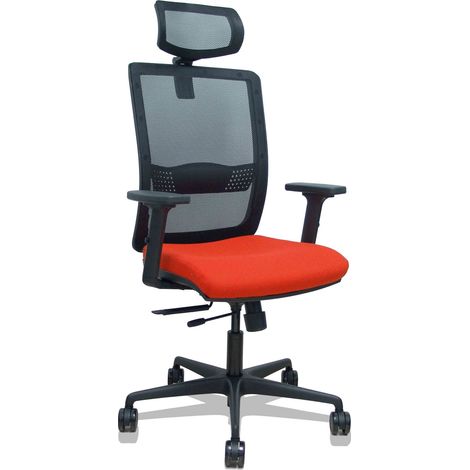 Silla Haches traslack malla negra asiento bali naranja oscuro brazos 2D ruedas 65mm cabecero regulable