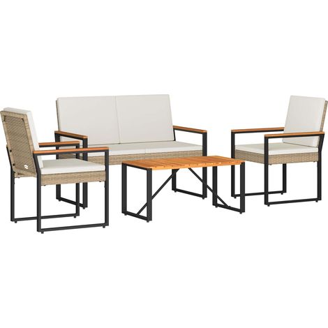 Maison Exclusive - Gartenmöbel Set 4 pcs Beige und Cremeweiß Poly