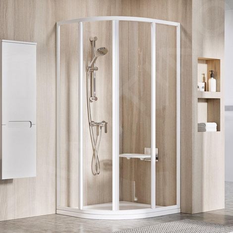 Ravak Supernova - Cabine de douche quart de rond en quatre parties SKCP4-80, 775-795 mm, blanc/verre clair 3114O102Z1 (1/4)