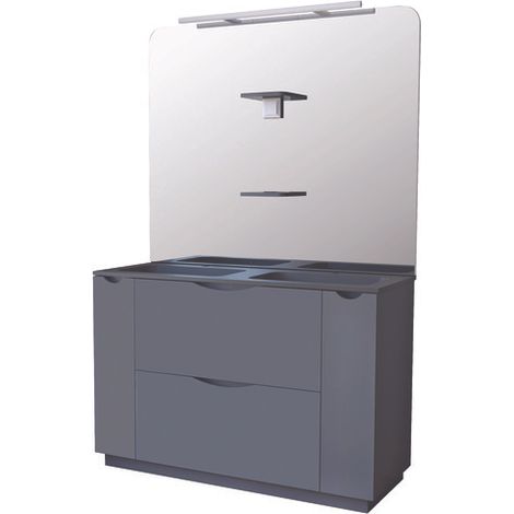 ONDEE ZEN - Meuble salle de bain à poser PALERMO - 120cm - Gris - Plan vasque noir