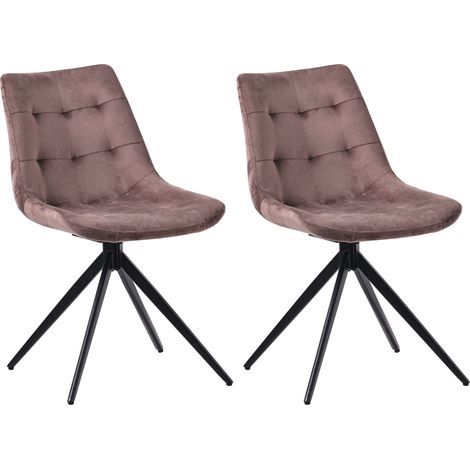 2er Set Esszimmerstuhl Merna braun Samt