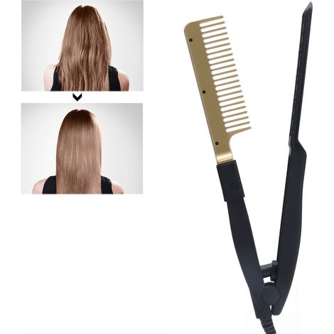 Lisseur/peigne à cheveux, fer à friser/lisser pour cheveux mouillés/secs, outil de coiffure électrique à domicile, norme européenne. (1/5)