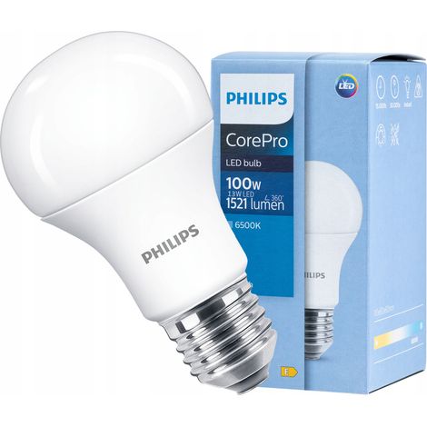 Ampoule LED CorePro A60 E27 13W 6500K froid 1521lm Philips (1/7)