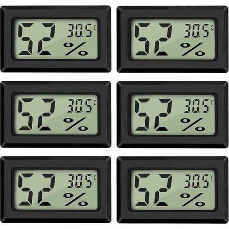 UlisemMini Digitales LCD-Thermometer-Hygrometer – Temperatur und Luftfeuchtigkeit – 50–70 °C, 10–99 % relative Luftfeuchtigkeit – (6 Stück) (1/4)