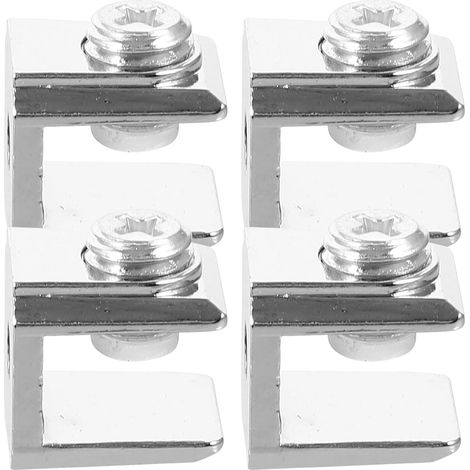 Clips de Fixation pour Étagère en Verre 4 Pièces en Alliage de Zinc Argenté, Installation Facile et Sécurisée, Adaptés pour Bureau et Salle de Bain (1/5)