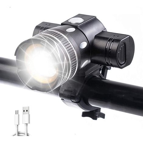 Phare de vélo LED, 2000 lumens, rechargeable, chargement USB, résistant à l'eau, pour le cyclisme urbain, le cyclisme sur route ou une utilisation nocturne.-AquaForge (1/5)