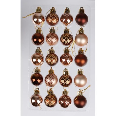 20er-Set Weihnachtsbaumschmuck Rosa Töne aus Kunststoff 3cm klein Anhänger