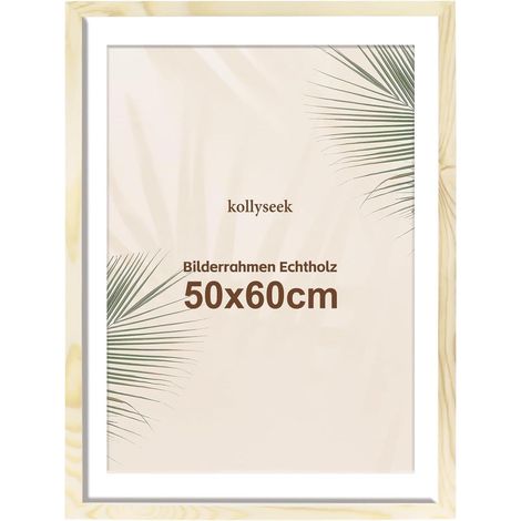Cadre photo bois massif 50x60cm avec verre acrylique incassable et passe-partout (1/5)