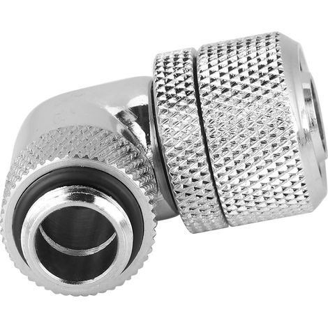 Raccord de refroidissement à eau fileté G1/4, coude à angle droit 90° pour tube épais (argenté) (1/5)