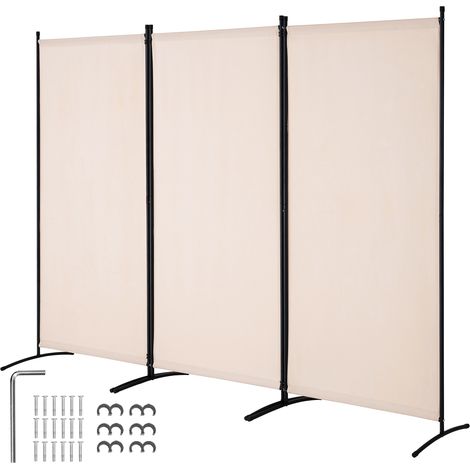 VEVOR Biombo Separador de Ambientes de 2600 x 1840 x 520 mm, Separador Plegable de Ambientes de 3 Paneles Mampara de Privacidad para Interiores, Separador de Ambientes para Oficina, Dormitorio, Beige