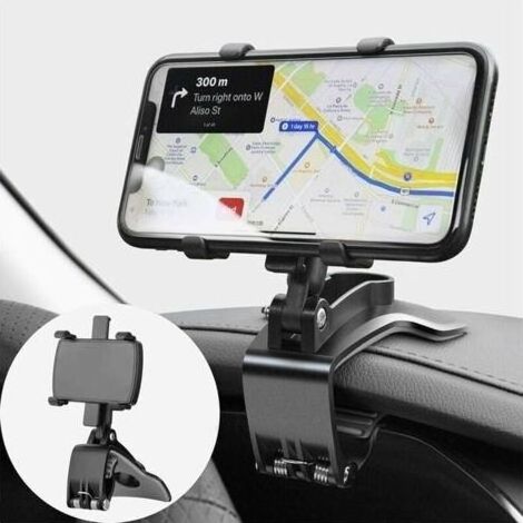 Support voiture pivotant 360 degrés - fixation tableau de bord universelle 4-7\'" (GPS/smartphones) (1/3)