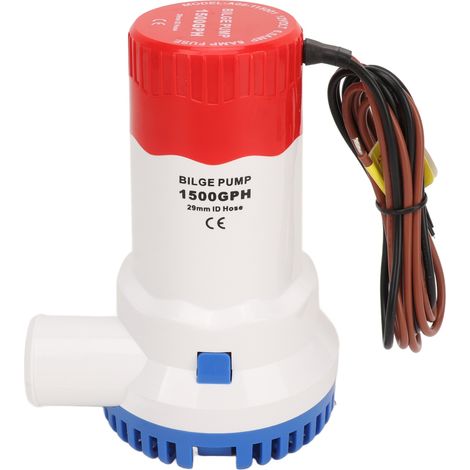Pompe de cale submersible 1500 GPH pour bateaux, étangs, piscines et camping-cars (12 V). (1/5)