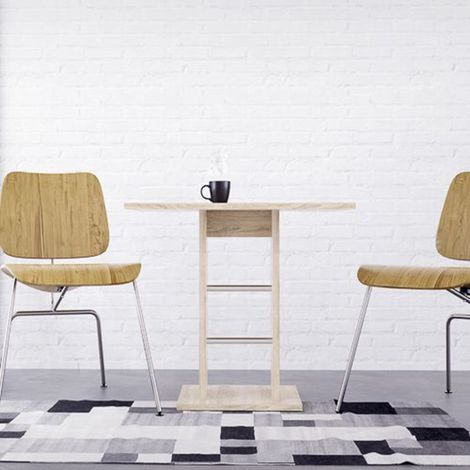 Mesa Fija Livala, 4 Plazas, Detalles de Metal, Forma Cuadrada, 76x76x74h cm Marrón Roble (1/4)