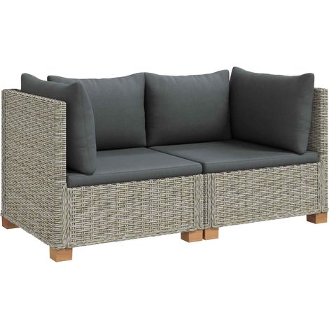 2 pz Set Lounge in Rattan con Cuscini GENDT Rattan naturale vidaXL (1/5)
