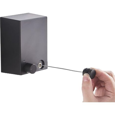 Einziehbare Wäscheleine, verstellbare einziehbare Wäscheleine, unsichtbare Wandwäscheleine, 4,2 Meter, schwarz (1/5)
