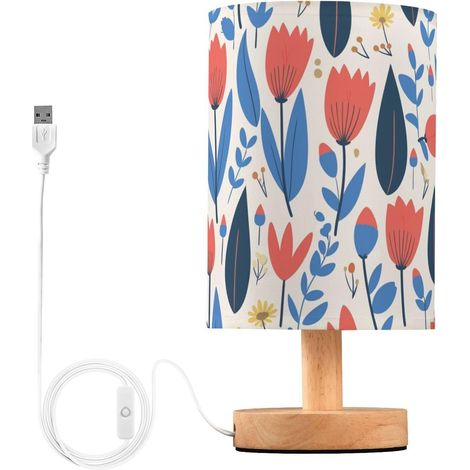 Dessin animé mignon petites tulipes rouges bleues motif lampes de (1/5)