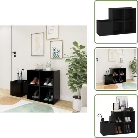 Armoire à chaussures d'entrée noir bois d'ingénierie - Meuble Rangement Chaussures - Armoire Chaussure Entrée - Organisateur Chaussures - Étagère Chaussures - Rangements Intérieur (1/5)