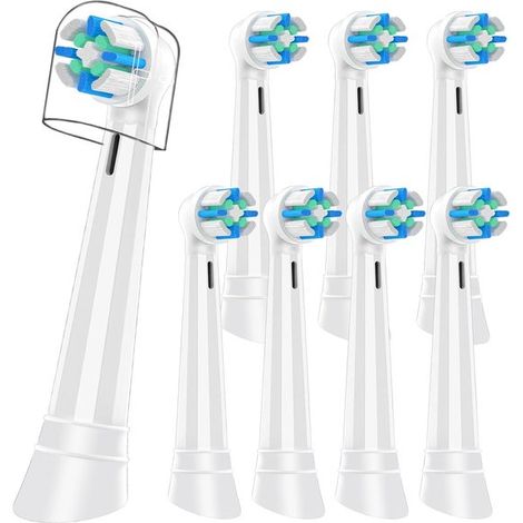 Lot de 8 têtes de brosse à dents – Compatibles – Nettoyage – Rechange – Blanches (1/5)