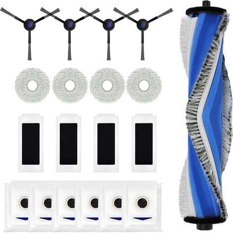 19-teiliges Zubehörset für Ecovacs Deebot T30 PRO Omni T30 T30 Max Staubsauger: 1 Hauptbürste aus Gummi, 6 Beutel, 4 Wischmopps, 4 Filter, 4 Seitenbürsten (1/2)