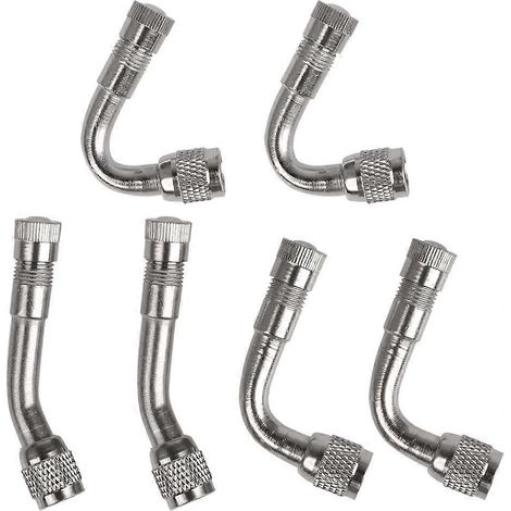 Ensemble de 6 adaptateurs de pneus, tiges d'extension de valve de pneu, 45/90/135 degrés, compatibles avec les voitures, les motos et les vélos. (1/5)