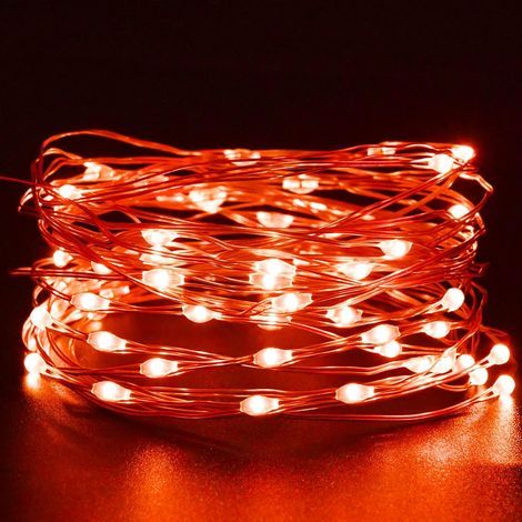 Guirlande lumineuse rouge féérique, 3 m (10 pi), 30 LED, décoration d'Halloween, guirlande lumineuse orange à piles pour décorations d'Halloween et de Noël (1/5)