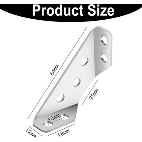 Connettore angolare universale per mobili da 20 pezzi, staffa angolare triangolare multifunzionale in acciaio inox, connettore di fissaggio angolare, telaio di supporto triangolare per mobili. (1/4)