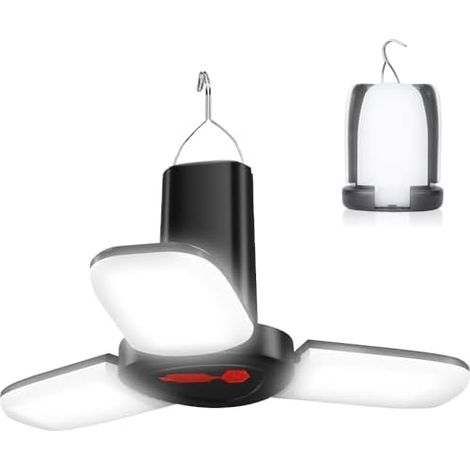 Lanterne Camping Rechargeable, Lampe Camping LED Pliable 3 Modes d'Éclairage Réglables Portable Lampe Tente Trois Feuilles Collapsible USB Rechargeable d'urgence Lanterns pour Camping,Randonnée (1/5)