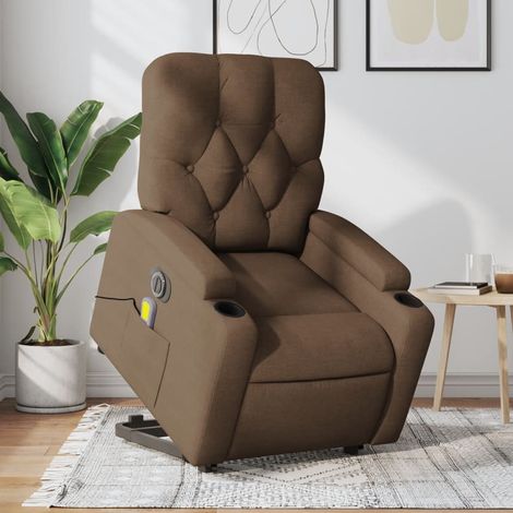 Elektrischer Massagesessel mit Aufstehhilfe Braun Stoff (1/5)