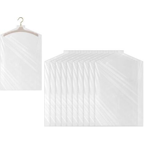 BUNTHAUS 10 Pièces Housses de Vêtements Plastique 60x90cm, Protège Vêtements à Suspendre Transparent Housse Vetement Penderie Anti Poussière Imperméable pour Costume Manteau Blazers Chemises Robes