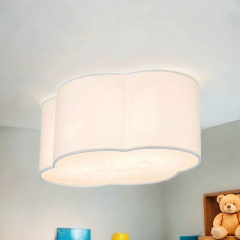 Weiße Deckenlampe Stoff WOLKI Kinder Wolkenleuchte