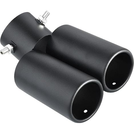 Acier Inoxydable Extrémités de Tuyau D'échappement Voiture Embout Silencieux Tuyau Echappement Tuyau de Queue D'extrémité Universel Double Sortie Plier Noir 63mm (1/5)
